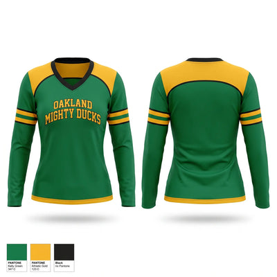 Oakland Mighty Ducks 63413142 Women's Long Sleeve V-neck Shirt - 1