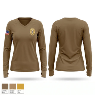 Womens Long Sleeve Vneck Shirt, Haskell Police Department, Police, Teamtime, Team time, sublimation, custom sports apparel, team uniforms, spirit wear, spiritwear, sports uniforms, custom shirts, team store, custom team store, fundraiser sports, apparel fundraiser