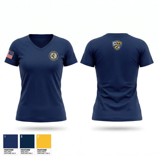 Womens Short Sleeve Vneck Shirt, NIOC PACIFIC - RIMPAC 2026, Navy, Teamtime, Team time, sublimation, custom sports apparel, team uniforms, spirit wear, spiritwear, sports uniforms, custom shirts, team store, custom team store, fundraiser sports, apparel fundraiser