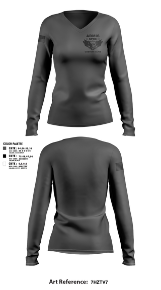 Womens Long Sleeve Vneck Shirt, JFHQ ARMIS, National Guard, Teamtime, Team time, sublimation, custom sports apparel, team uniforms, spirit wear, spiritwear, sports uniforms, custom shirts, team store, custom team store, fundraiser sports, apparel fundraiser