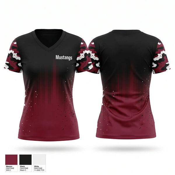 Womens Short Sleeve Vneck Shirt, Mustangs, Women's Basketball, Teamtime, Team time, sublimation, custom sports apparel, team uniforms, spirit wear, spiritwear, sports uniforms, custom shirts, team store, custom team store, fundraiser sports, apparel fundraiser