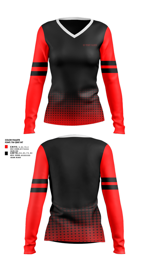 Womens Long Sleeve Vneck Shirt, DC West Dance, Spirit Store, Teamtime, Team time, sublimation, custom sports apparel, team uniforms, spirit wear, spiritwear, sports uniforms, custom shirts, team store, custom team store, fundraiser sports, apparel fundraiser