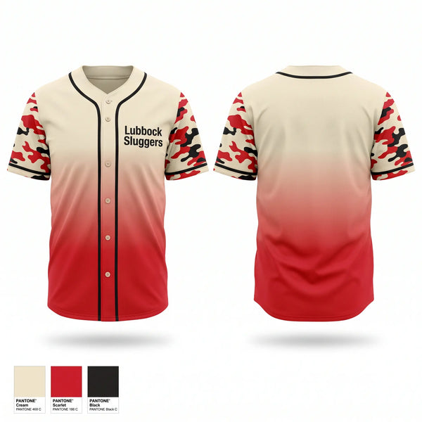 Full Button Baseball Jersey, Lubbock Sluggers, Baseball, Teamtime, Team time, sublimation, custom sports apparel, team uniforms, spirit wear, spiritwear, sports uniforms, custom shirts, team store, custom team store, fundraiser sports, apparel fundraiser