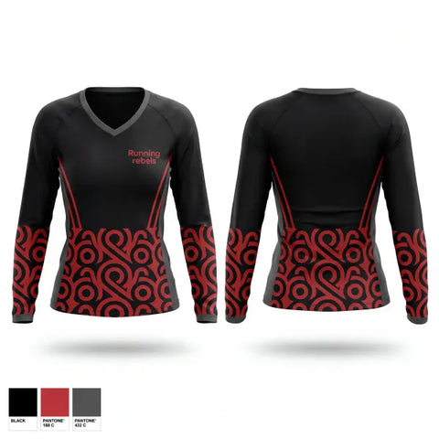 Womens Long Sleeve Vneck Shirt, Running rebels, Men's Basketball, Teamtime, Team time, sublimation, custom sports apparel, team uniforms, spirit wear, spiritwear, sports uniforms, custom shirts, team store, custom team store, fundraiser sports, apparel fundraiser