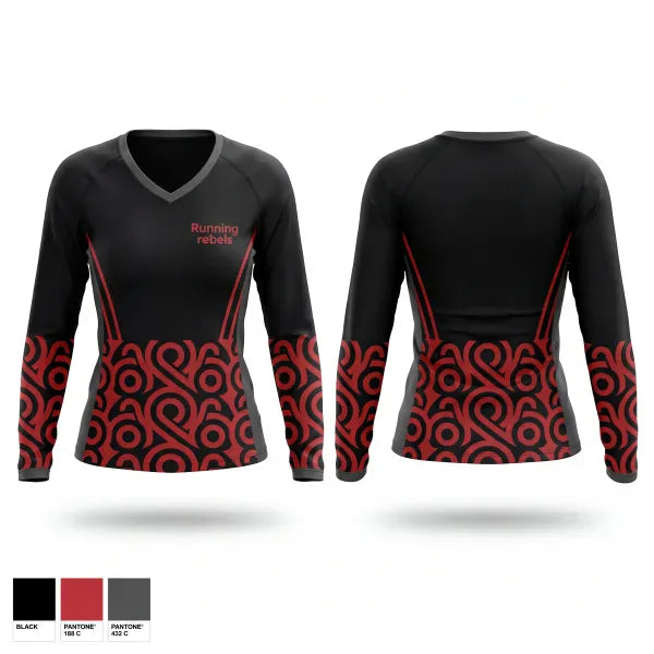 Womens Long Sleeve Vneck Shirt, Running rebels, Men's Basketball, Teamtime, Team time, sublimation, custom sports apparel, team uniforms, spirit wear, spiritwear, sports uniforms, custom shirts, team store, custom team store, fundraiser sports, apparel fundraiser