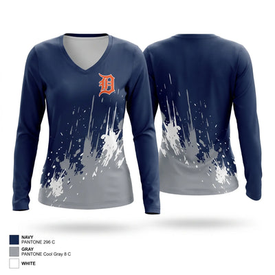 Tigers Women's Long Sleeve V-neck Shirt - 1