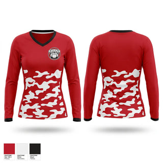 Womens Long Sleeve Vneck Shirt, Livonia Bulldogs, Softball, Teamtime, Team time, sublimation, custom sports apparel, team uniforms, spirit wear, spiritwear, sports uniforms, custom shirts, team store, custom team store, fundraiser sports, apparel fundraiser