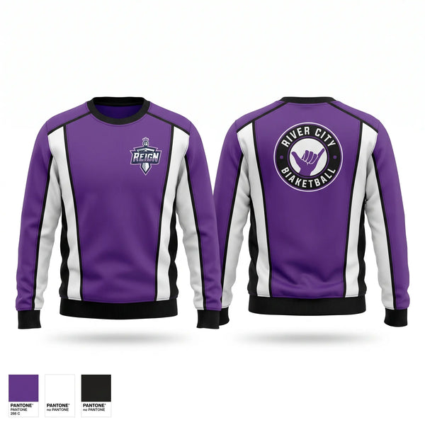 Crew Neck Sweatshirt, Rivercity Reign, Men's Basketball, Teamtime, Team time, sublimation, custom sports apparel, team uniforms, spirit wear, spiritwear, sports uniforms, custom shirts, team store, custom team store, fundraiser sports, apparel fundraiser