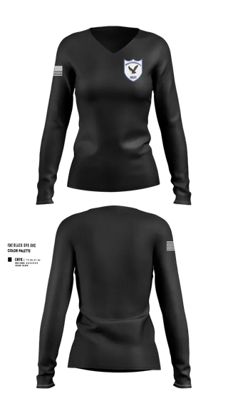 Womens Long Sleeve Vneck Shirt, Norristown Eagle Battalion, Army, Teamtime, Team time, sublimation, custom sports apparel, team uniforms, spirit wear, spiritwear, sports uniforms, custom shirts, team store, custom team store, fundraiser sports, apparel fundraiser