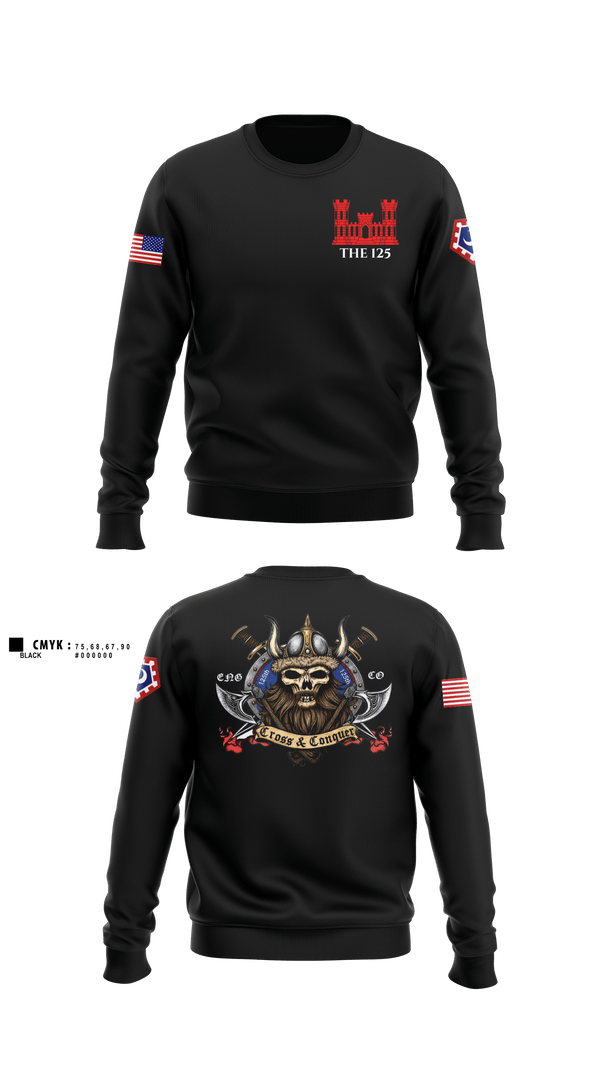 Crew Neck Sweatshirt, 125 ENGINEER COMPANY, National Guard, Teamtime, Team time, sublimation, custom sports apparel, team uniforms, spirit wear, spiritwear, sports uniforms, custom shirts, team store, custom team store, fundraiser sports, apparel fundraiser