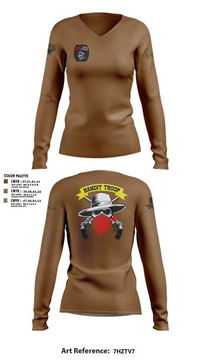 6-9 bandit troop 98315897 Women's Long Sleeve V-neck Shirt - 2