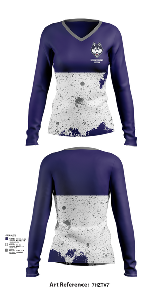 Womens Long Sleeve Vneck Shirt, UConn Women’s Soccer, Women's Soccer, Teamtime, Team time, sublimation, custom sports apparel, team uniforms, spirit wear, spiritwear, sports uniforms, custom shirts, team store, custom team store, fundraiser sports, apparel fundraiser