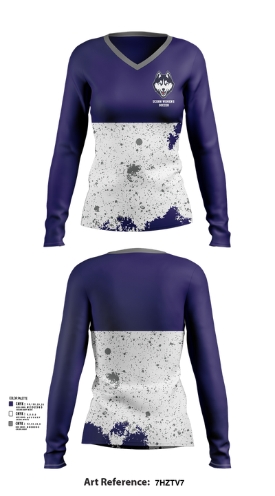 UConn Women’s Soccer 21561808 Women's Long Sleeve V-neck Shirt - 101