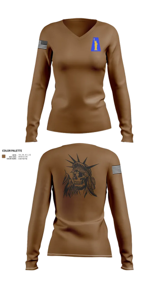 Womens Long Sleeve Vneck Shirt, 1019th Quartermaster Company, , Teamtime, Team time, sublimation, custom sports apparel, team uniforms, spirit wear, spiritwear, sports uniforms, custom shirts, team store, custom team store, fundraiser sports, apparel fundraiser