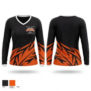 Womens Long Sleeve Vneck Shirt, Highlanders, Track & Field, Teamtime, Team time, sublimation, custom sports apparel, team uniforms, spirit wear, spiritwear, sports uniforms, custom shirts, team store, custom team store, fundraiser sports, apparel fundraiser