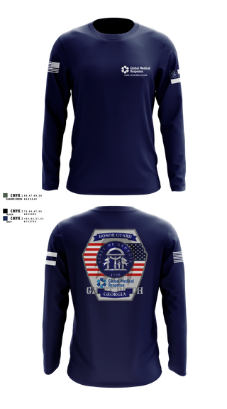 Long Sleeve Performance Shirt, GMR Georgia Honor Guard, EMS/EMT, Teamtime, Team time, sublimation, custom sports apparel, team uniforms, spirit wear, spiritwear, sports uniforms, custom shirts, team store, custom team store, fundraiser sports, apparel fundraiser