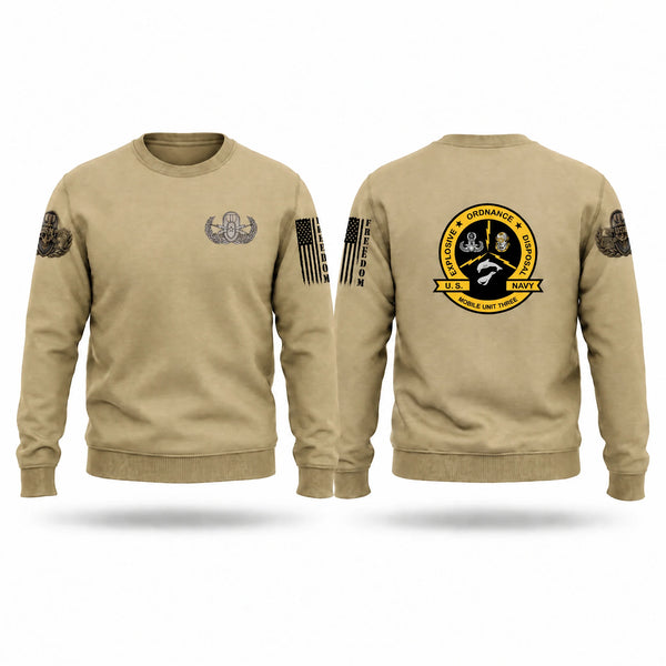 Crew Neck Sweatshirt, EOD Mobile Unit 3, Navy, Teamtime, Team time, sublimation, custom sports apparel, team uniforms, spirit wear, spiritwear, sports uniforms, custom shirts, team store, custom team store, fundraiser sports, apparel fundraiser