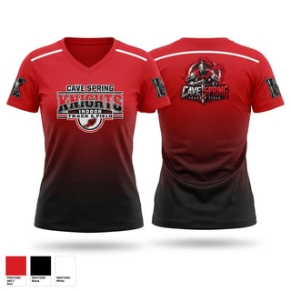 Womens Short Sleeve Vneck Shirt, Cave Spring, Track & Field, Teamtime, Team time, sublimation, custom sports apparel, team uniforms, spirit wear, spiritwear, sports uniforms, custom shirts, team store, custom team store, fundraiser sports, apparel fundraiser