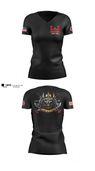 Womens Short Sleeve Vneck Shirt, 125 ENGINEER COMPANY, National Guard, Teamtime, Team time, sublimation, custom sports apparel, team uniforms, spirit wear, spiritwear, sports uniforms, custom shirts, team store, custom team store, fundraiser sports, apparel fundraiser