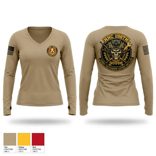 Womens Long Sleeve Vneck Shirt, HHC 198th CSSB, Army, Teamtime, Team time, sublimation, custom sports apparel, team uniforms, spirit wear, spiritwear, sports uniforms, custom shirts, team store, custom team store, fundraiser sports, apparel fundraiser