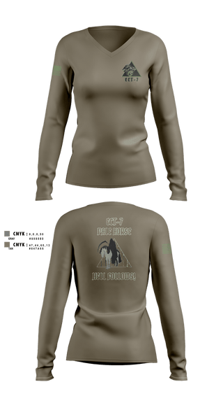 Womens Long Sleeve Vneck Shirt, ECT-7, 11 CYBN, Army, Teamtime, Team time, sublimation, custom sports apparel, team uniforms, spirit wear, spiritwear, sports uniforms, custom shirts, team store, custom team store, fundraiser sports, apparel fundraiser