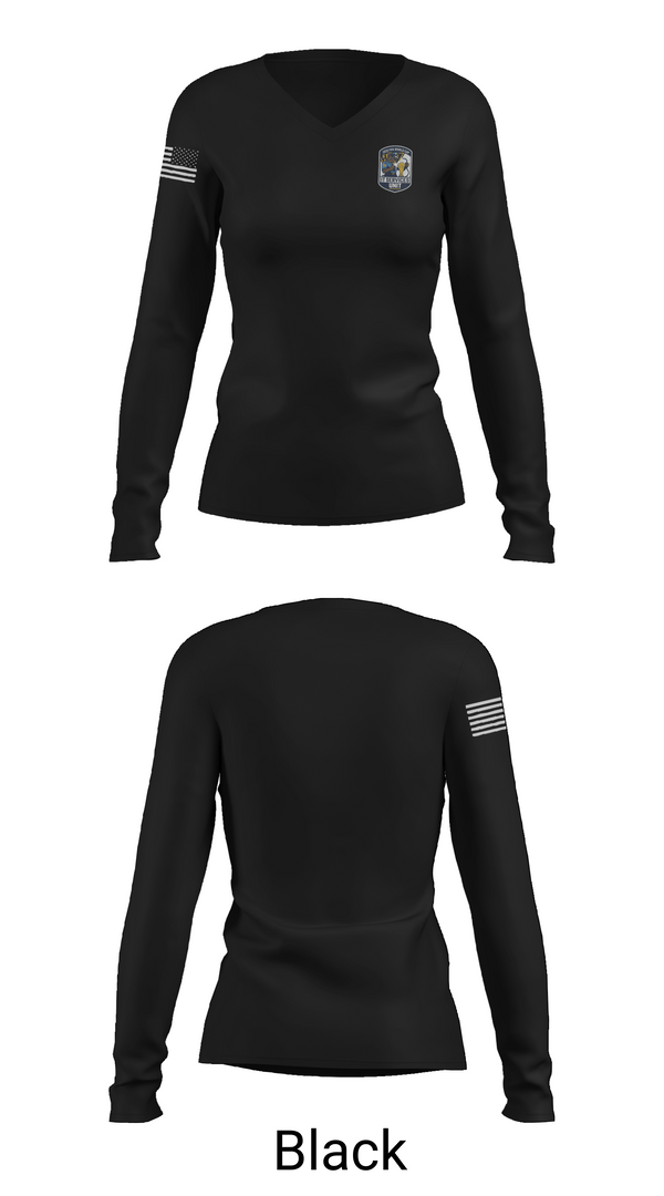 Womens Long Sleeve Vneck Shirt, New Jersey State Police - IT Services Unit, Police, Teamtime, Team time, sublimation, custom sports apparel, team uniforms, spirit wear, spiritwear, sports uniforms, custom shirts, team store, custom team store, fundraiser sports, apparel fundraiser