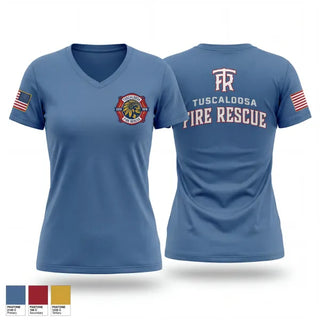 Womens Short Sleeve Vneck Shirt, Tuscaloosa Fire Rescue, Fire Department, Teamtime, Team time, sublimation, custom sports apparel, team uniforms, spirit wear, spiritwear, sports uniforms, custom shirts, team store, custom team store, fundraiser sports, apparel fundraiser