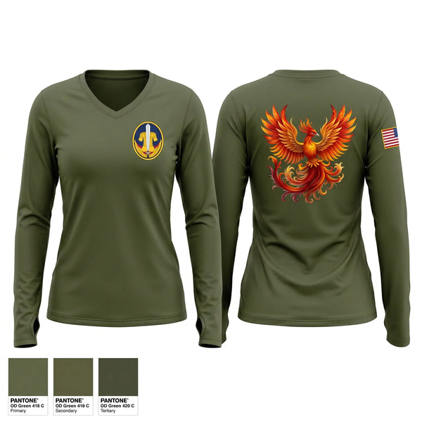 Womens Long Sleeve Vneck Shirt, 3RD BN ARCG: AREA 6, Army, Teamtime, Team time, sublimation, custom sports apparel, team uniforms, spirit wear, spiritwear, sports uniforms, custom shirts, team store, custom team store, fundraiser sports, apparel fundraiser