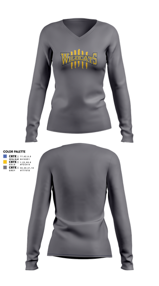 Womens Long Sleeve Vneck Shirt, Richwoods Cheer, Cheer, Teamtime, Team time, sublimation, custom sports apparel, team uniforms, spirit wear, spiritwear, sports uniforms, custom shirts, team store, custom team store, fundraiser sports, apparel fundraiser