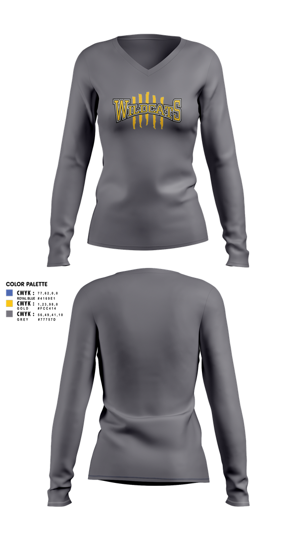 Womens Long Sleeve Vneck Shirt, Richwoods Cheer, Cheer, Teamtime, Team time, sublimation, custom sports apparel, team uniforms, spirit wear, spiritwear, sports uniforms, custom shirts, team store, custom team store, fundraiser sports, apparel fundraiser