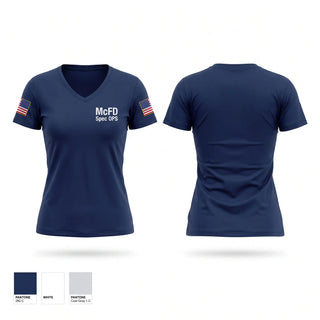 Womens Short Sleeve Vneck Shirt, McFD Spec OPS, Fire Department, Teamtime, Team time, sublimation, custom sports apparel, team uniforms, spirit wear, spiritwear, sports uniforms, custom shirts, team store, custom team store, fundraiser sports, apparel fundraiser