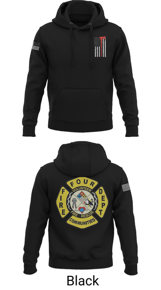 Hoodie, Four Communities Fire Department, Fire Department, Teamtime, Team time, sublimation, custom sports apparel, team uniforms, spirit wear, spiritwear, sports uniforms, custom shirts, team store, custom team store, fundraiser sports, apparel fundraiser