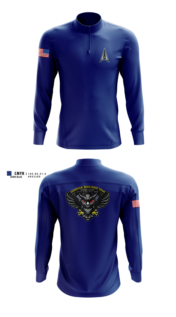 Quarter Zip Jacket, Guardian Resilience Team, Space Force, Teamtime, Team time, sublimation, custom sports apparel, team uniforms, spirit wear, spiritwear, sports uniforms, custom shirts, team store, custom team store, fundraiser sports, apparel fundraiser