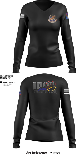 Womens Long Sleeve Vneck Shirt, 100th Missile Defense Brigade, , Teamtime, Team time, sublimation, custom sports apparel, team uniforms, spirit wear, spiritwear, sports uniforms, custom shirts, team store, custom team store, fundraiser sports, apparel fundraiser