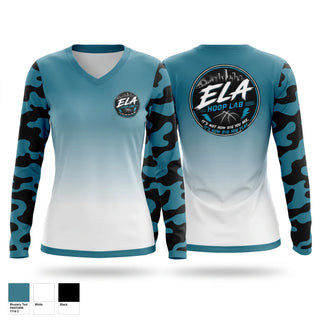 Womens Long Sleeve Vneck Shirt, ELA hoopers, Women's Basketball, Teamtime, Team time, sublimation, custom sports apparel, team uniforms, spirit wear, spiritwear, sports uniforms, custom shirts, team store, custom team store, fundraiser sports, apparel fundraiser