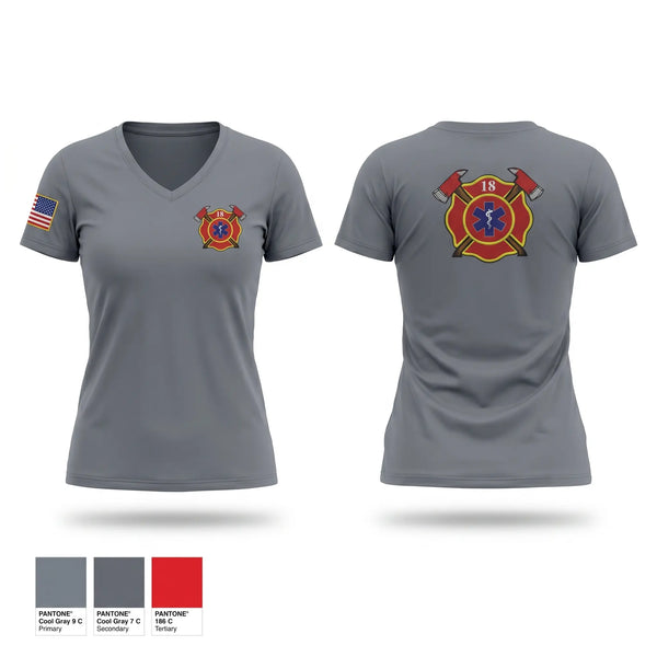 Womens Short Sleeve Vneck Shirt, Inspiration Point rural volunteer fire district, Fire Department, Teamtime, Team time, sublimation, custom sports apparel, team uniforms, spirit wear, spiritwear, sports uniforms, custom shirts, team store, custom team store, fundraiser sports, apparel fundraiser