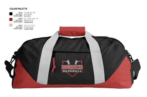 Duffle Bag, Oklahoma Roughnecks, Baseball, Teamtime, Team time, sublimation, custom sports apparel, team uniforms, spirit wear, spiritwear, sports uniforms, custom shirts, team store, custom team store, fundraiser sports, apparel fundraiser