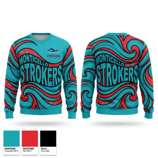 Crew Neck Sweatshirt, Monticello Strokers Swim Team, Swimming, Teamtime, Team time, sublimation, custom sports apparel, team uniforms, spirit wear, spiritwear, sports uniforms, custom shirts, team store, custom team store, fundraiser sports, apparel fundraiser