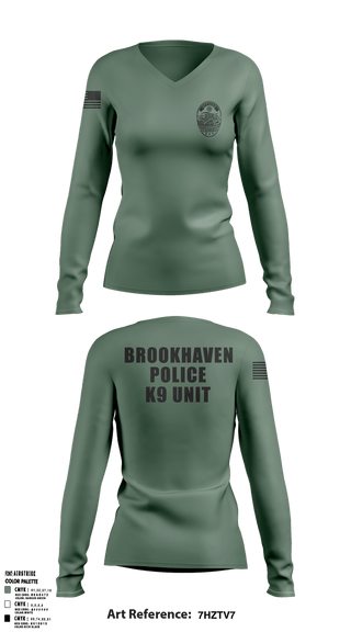 Womens Long Sleeve Vneck Shirt, Brookhaven K9 Unit, Police, Teamtime, Team time, sublimation, custom sports apparel, team uniforms, spirit wear, spiritwear, sports uniforms, custom shirts, team store, custom team store, fundraiser sports, apparel fundraiser