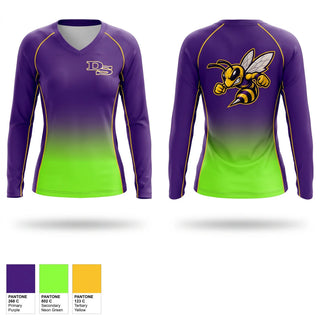 Womens Long Sleeve Vneck Shirt, Denham Springs, , Teamtime, Team time, sublimation, custom sports apparel, team uniforms, spirit wear, spiritwear, sports uniforms, custom shirts, team store, custom team store, fundraiser sports, apparel fundraiser