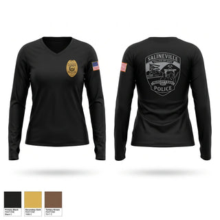 Womens Long Sleeve Vneck Shirt, SALINEVILLE, Police, Teamtime, Team time, sublimation, custom sports apparel, team uniforms, spirit wear, spiritwear, sports uniforms, custom shirts, team store, custom team store, fundraiser sports, apparel fundraiser