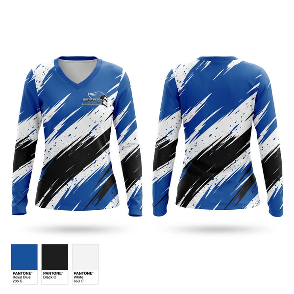 Womens Long Sleeve Vneck Shirt, Mount Saint Mary College Swimming, Swimming, Teamtime, Team time, sublimation, custom sports apparel, team uniforms, spirit wear, spiritwear, sports uniforms, custom shirts, team store, custom team store, fundraiser sports, apparel fundraiser