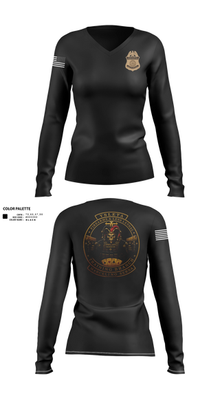 Womens Long Sleeve Vneck Shirt, Firearms Instructor, Police, Teamtime, Team time, sublimation, custom sports apparel, team uniforms, spirit wear, spiritwear, sports uniforms, custom shirts, team store, custom team store, fundraiser sports, apparel fundraiser