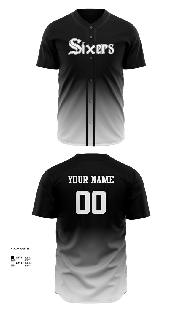 Full Button Baseball Jersey, Central Washington Sixers, Baseball, Teamtime, Team time, sublimation, custom sports apparel, team uniforms, spirit wear, spiritwear, sports uniforms, custom shirts, team store, custom team store, fundraiser sports, apparel fundraiser