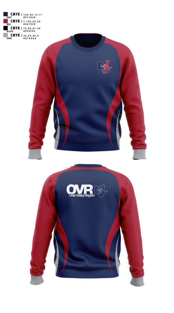 Crew Neck Sweatshirt, Ohio Valley Region Volleyball, Women's Volleyball, Teamtime, Team time, sublimation, custom sports apparel, team uniforms, spirit wear, spiritwear, sports uniforms, custom shirts, team store, custom team store, fundraiser sports, apparel fundraiser
