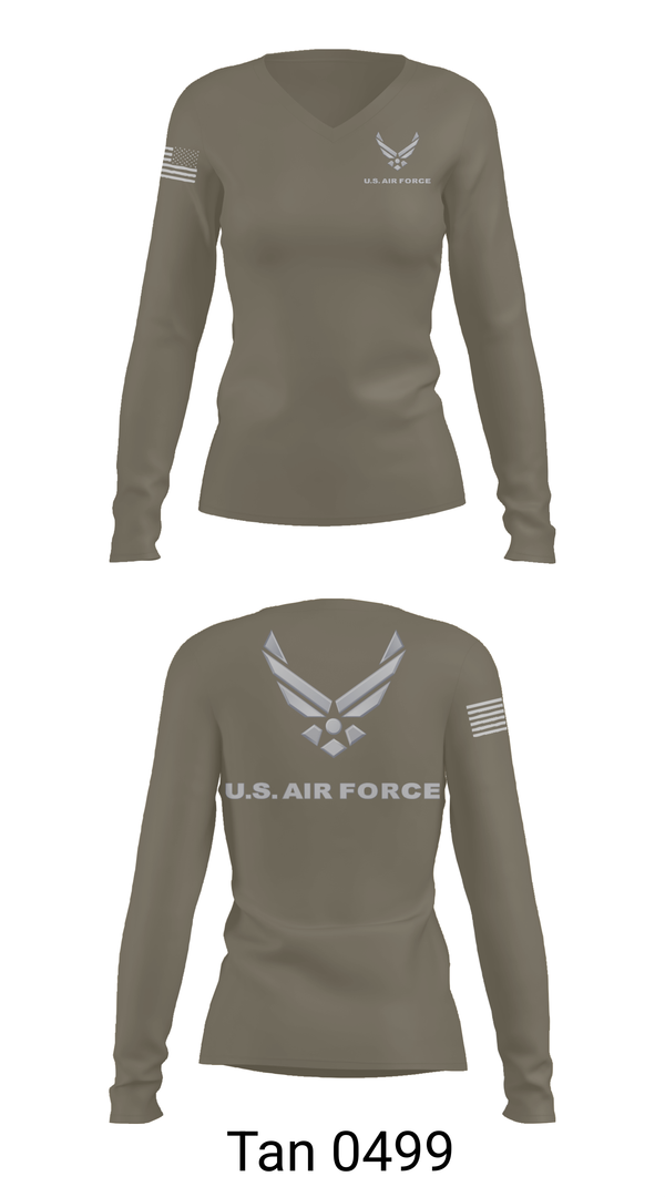 Womens Long Sleeve Vneck Shirt, USAF Volunteer, Air Force, Teamtime, Team time, sublimation, custom sports apparel, team uniforms, spirit wear, spiritwear, sports uniforms, custom shirts, team store, custom team store, fundraiser sports, apparel fundraiser