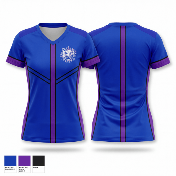 Womens Short Sleeve Vneck Shirt, BC Bombers Softball, Softball, Teamtime, Team time, sublimation, custom sports apparel, team uniforms, spirit wear, spiritwear, sports uniforms, custom shirts, team store, custom team store, fundraiser sports, apparel fundraiser