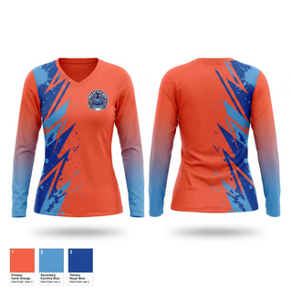 Womens Long Sleeve Vneck Shirt, Back bay blue crabs, Baseball, Teamtime, Team time, sublimation, custom sports apparel, team uniforms, spirit wear, spiritwear, sports uniforms, custom shirts, team store, custom team store, fundraiser sports, apparel fundraiser