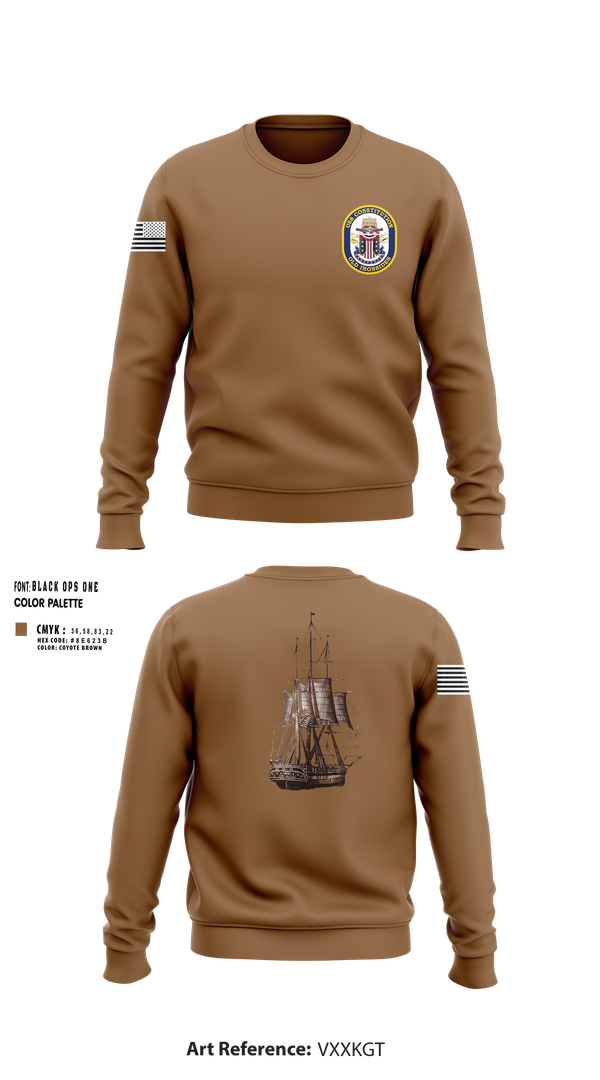 Crew Neck Sweatshirt, USS CONSTITUTION, , Teamtime, Team time, sublimation, custom sports apparel, team uniforms, spirit wear, spiritwear, sports uniforms, custom shirts, team store, custom team store, fundraiser sports, apparel fundraiser
