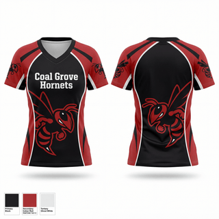Womens Short Sleeve Vneck Shirt, Coal Grove Hornets, , Teamtime, Team time, sublimation, custom sports apparel, team uniforms, spirit wear, spiritwear, sports uniforms, custom shirts, team store, custom team store, fundraiser sports, apparel fundraiser